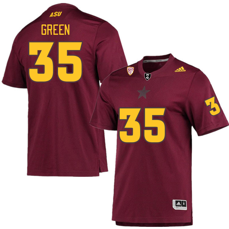 Men #35 B.J. Green Arizona State Sun Devils College Football Jerseys Stitched Sale-Maroon - Click Image to Close